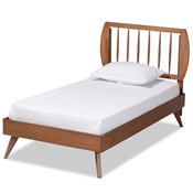 Baxton Studio Emiko Modern and Contemporary Walnut Brown Finished Wood Twin Size Platform Bed Baxton Studio restaurant furniture, hotel furniture, commercial furniture, wholesale bedroom furniture, wholesale twin, classic twin